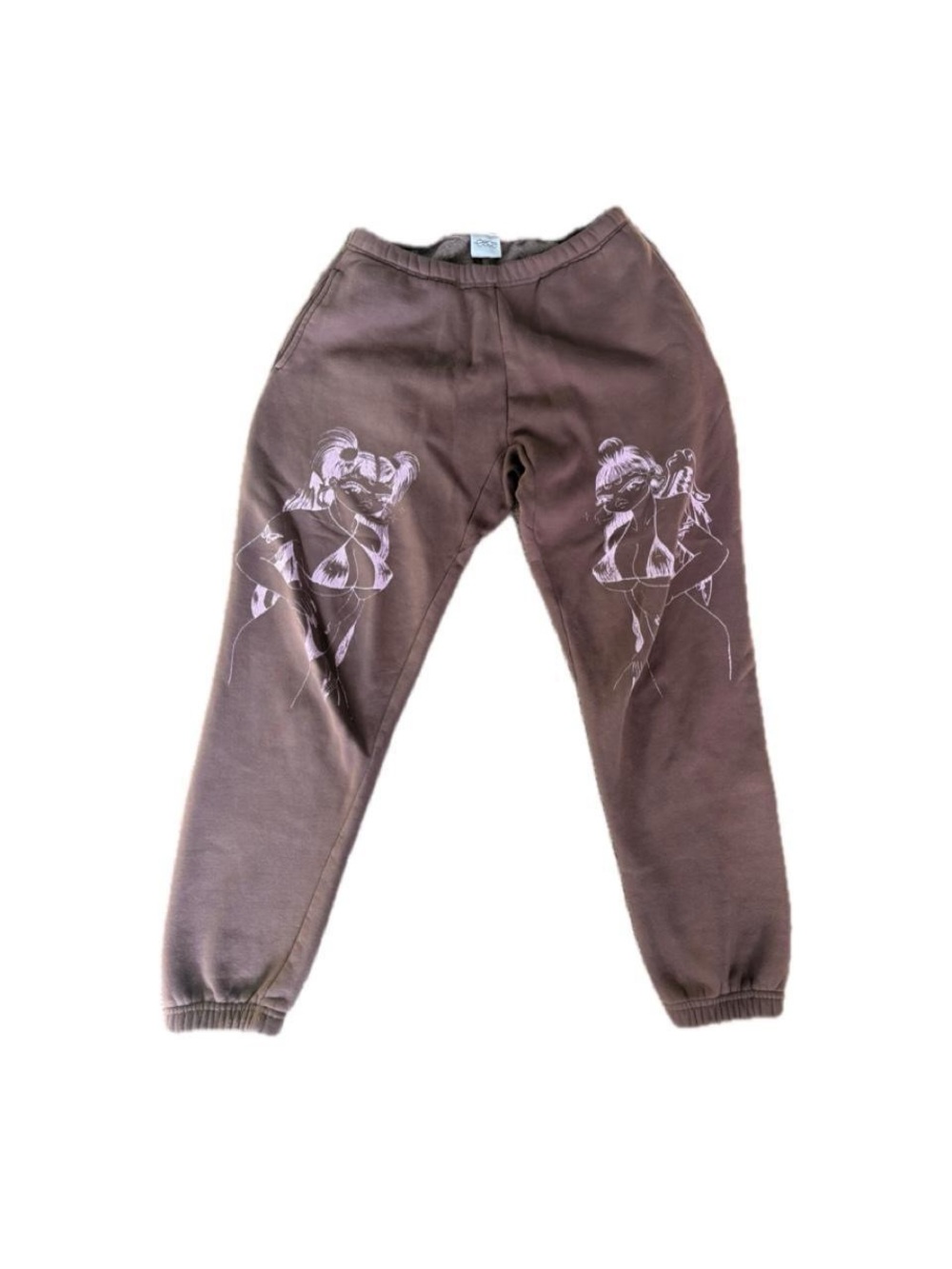 Urban Outfitters Brown Joggers with Pink Graphic Character Prints